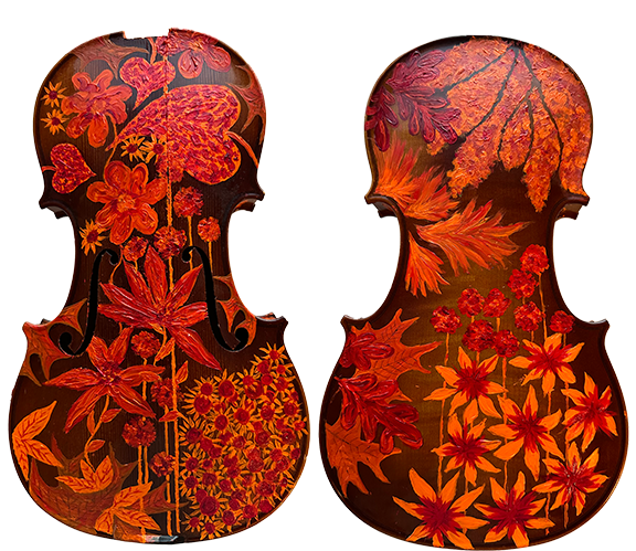Autumnal painted violin